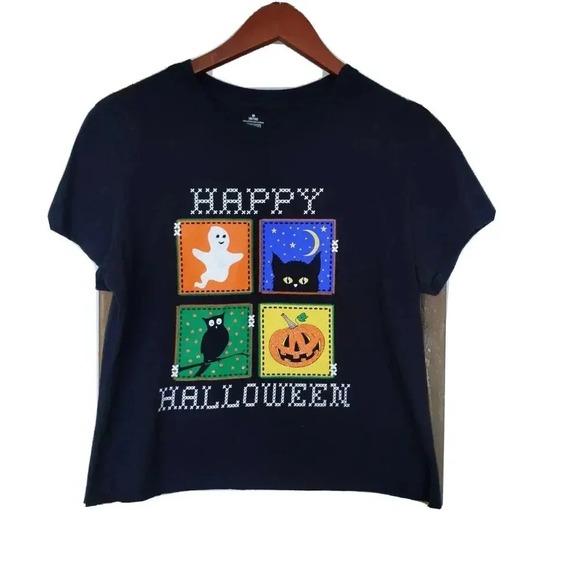 Unbranded Other - Girls Halloween Black Graphic Tshirt Size Medium Pumpkin Patch Ghost